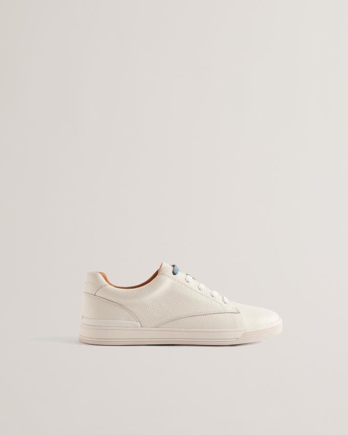 Basket Ted Baker Textured Leather Low Top Blanche Homme | JOW-71104442